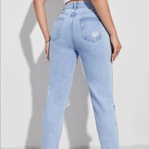 Shien- Ripped Raw hem mom jeans (NEW)